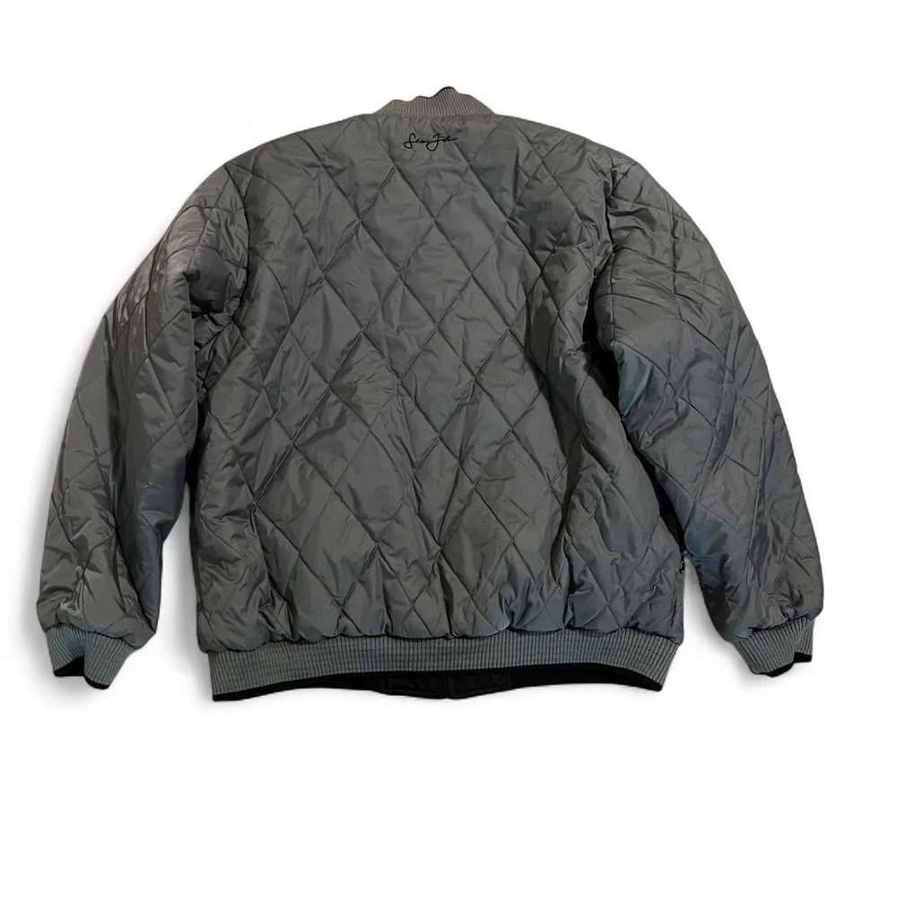 Sean John Black And Grey Reversible Bomber Jacket Men's Size XXL Y2K Surf Skate